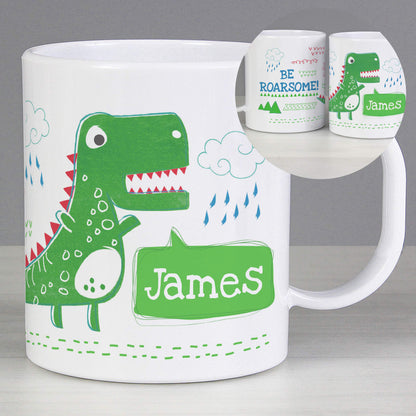 Personalised Be Roarsome Dinosaur Plastic Mug - MK&JD Gifts