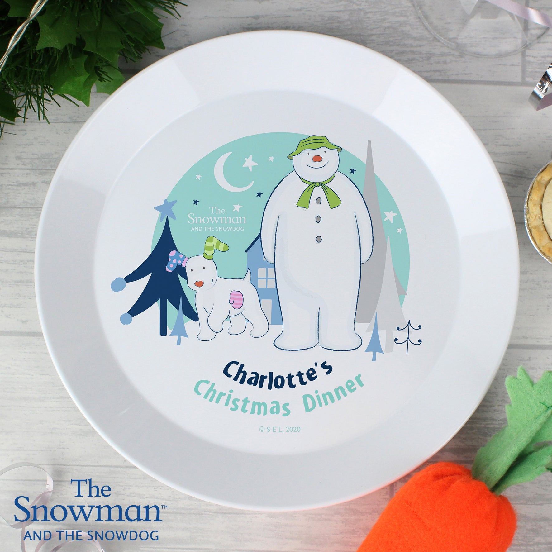 Personalised The Snowman and the Snowdog Plastic Plate - MK&JD Gifts