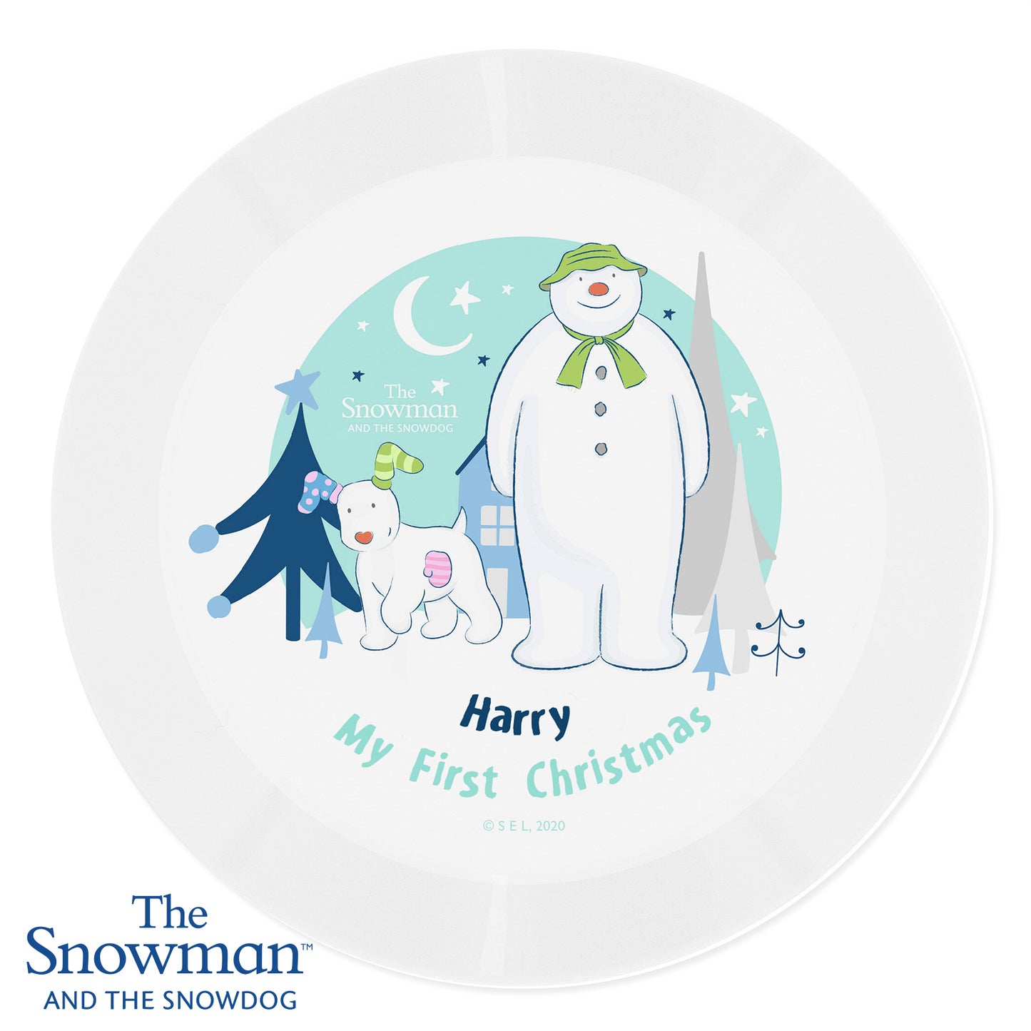 Personalised The Snowman and the Snowdog Plastic Plate - MK&JD Gifts