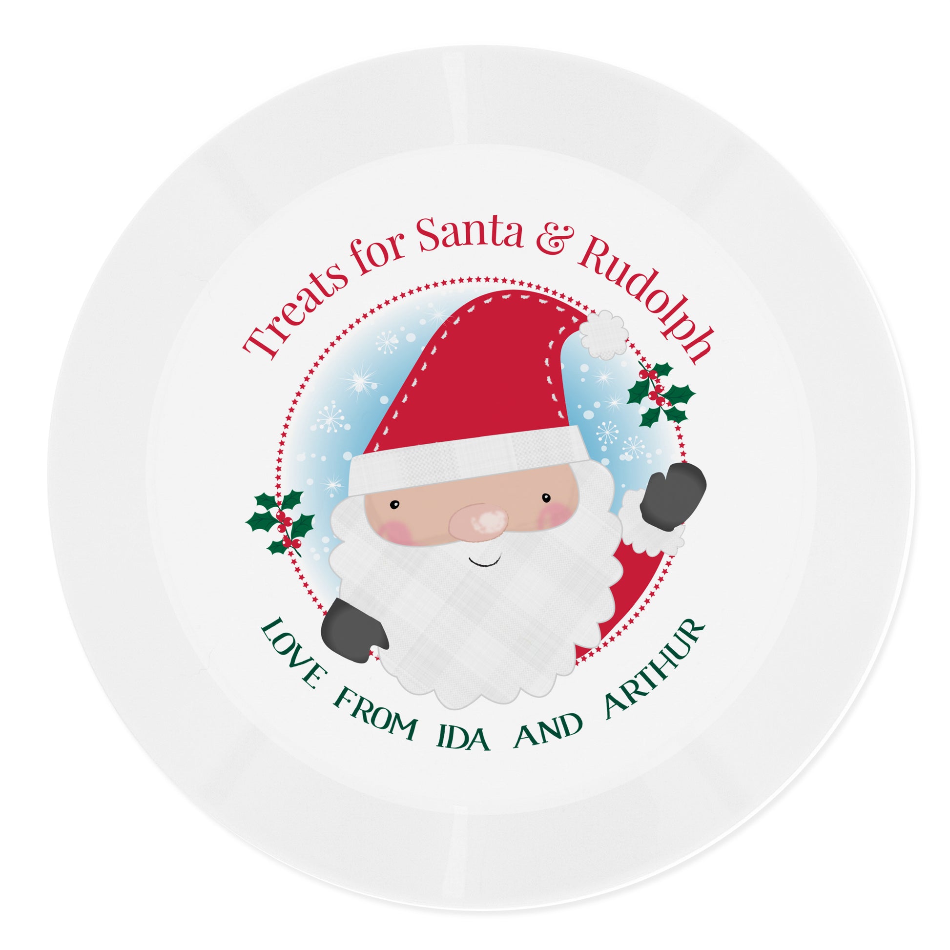 Personalised Santa Christmas Eve Mince Pie Plastic Plate - MK&JD Gifts
