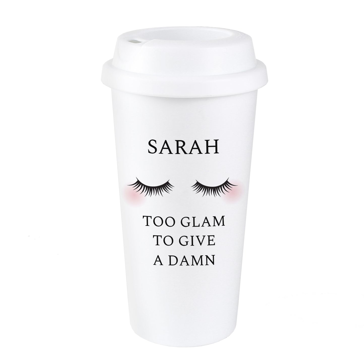 Personalised Eyelashes Insulated Reusable Eco Travel Cup - MK&JD Gifts