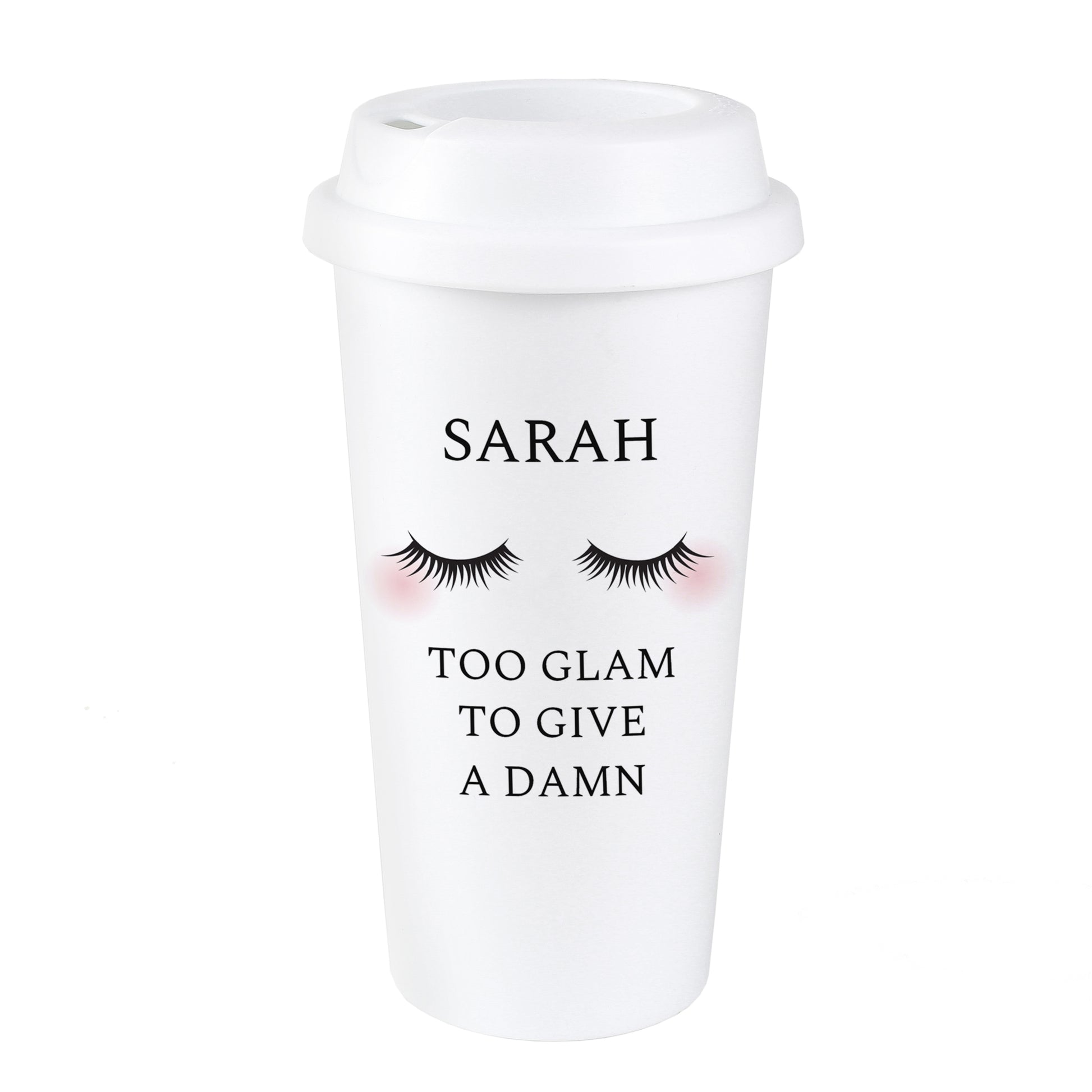 Personalised Eyelashes Insulated Reusable Eco Travel Cup - MK&JD Gifts