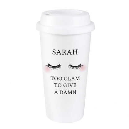 Personalised Eyelashes Insulated Reusable Eco Travel Cup - MK&JD Gifts