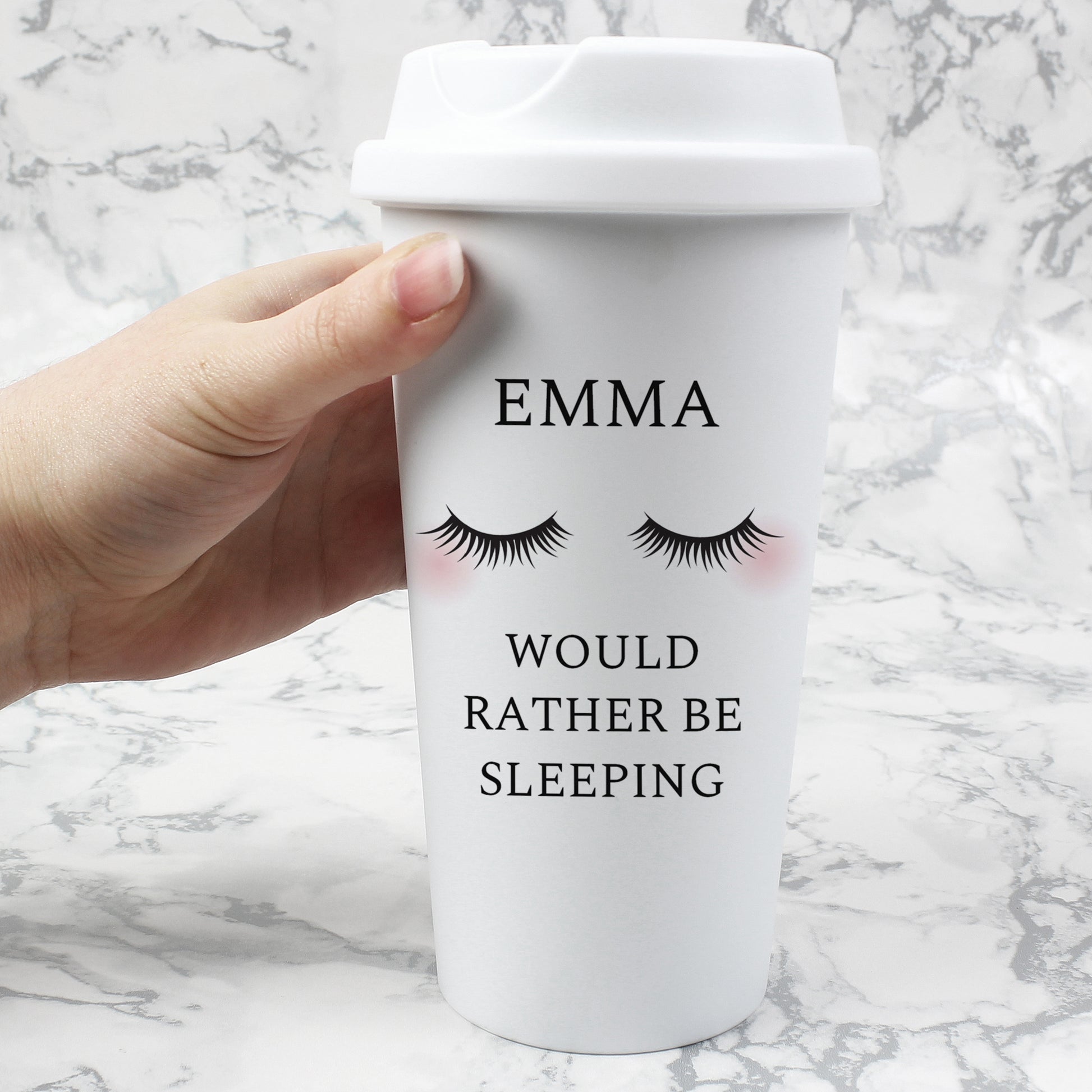 Personalised Eyelashes Insulated Reusable Eco Travel Cup - MK&JD Gifts