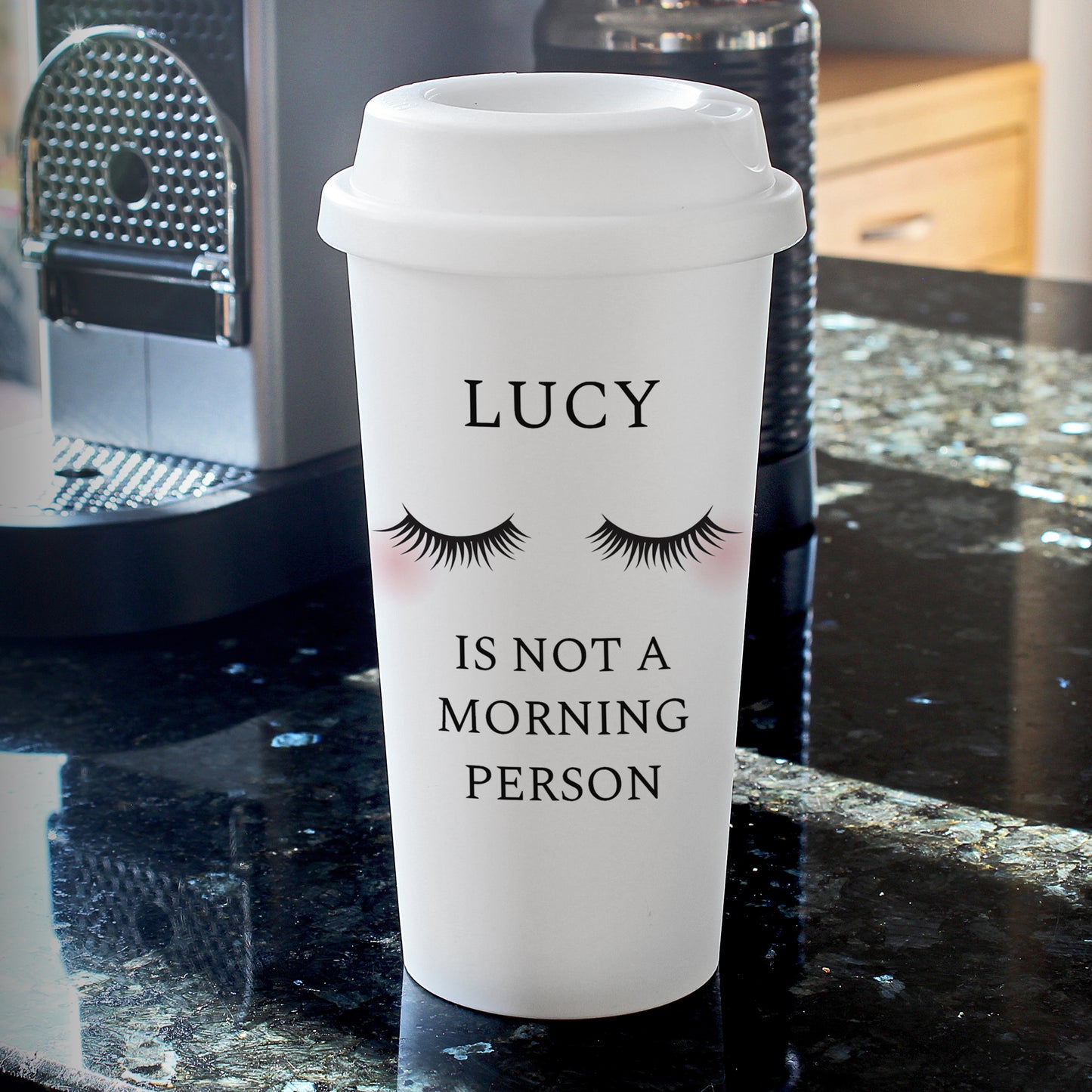Personalised Eyelashes Insulated Reusable Eco Travel Cup - MK&JD Gifts