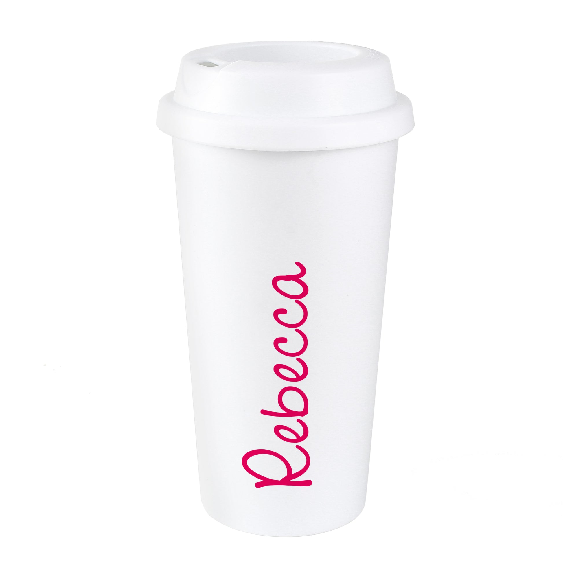 Personalised Pink Name Insulated Reusable Eco Travel Cup - MK&JD Gifts