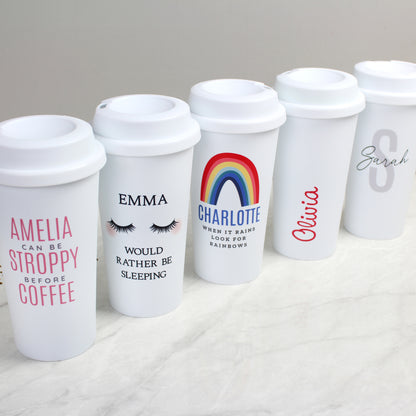 Personalised Pink Name Insulated Reusable Eco Travel Cup - MK&JD Gifts
