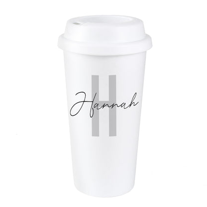 Personalised Initial & Name Insulated Reusable Eco Travel Cup - MK&JD Gifts
