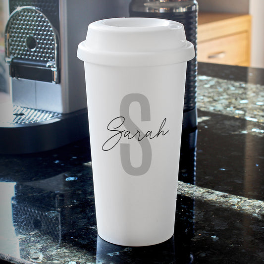 Personalised Initial & Name Insulated Reusable Eco Travel Cup - MK&JD Gifts