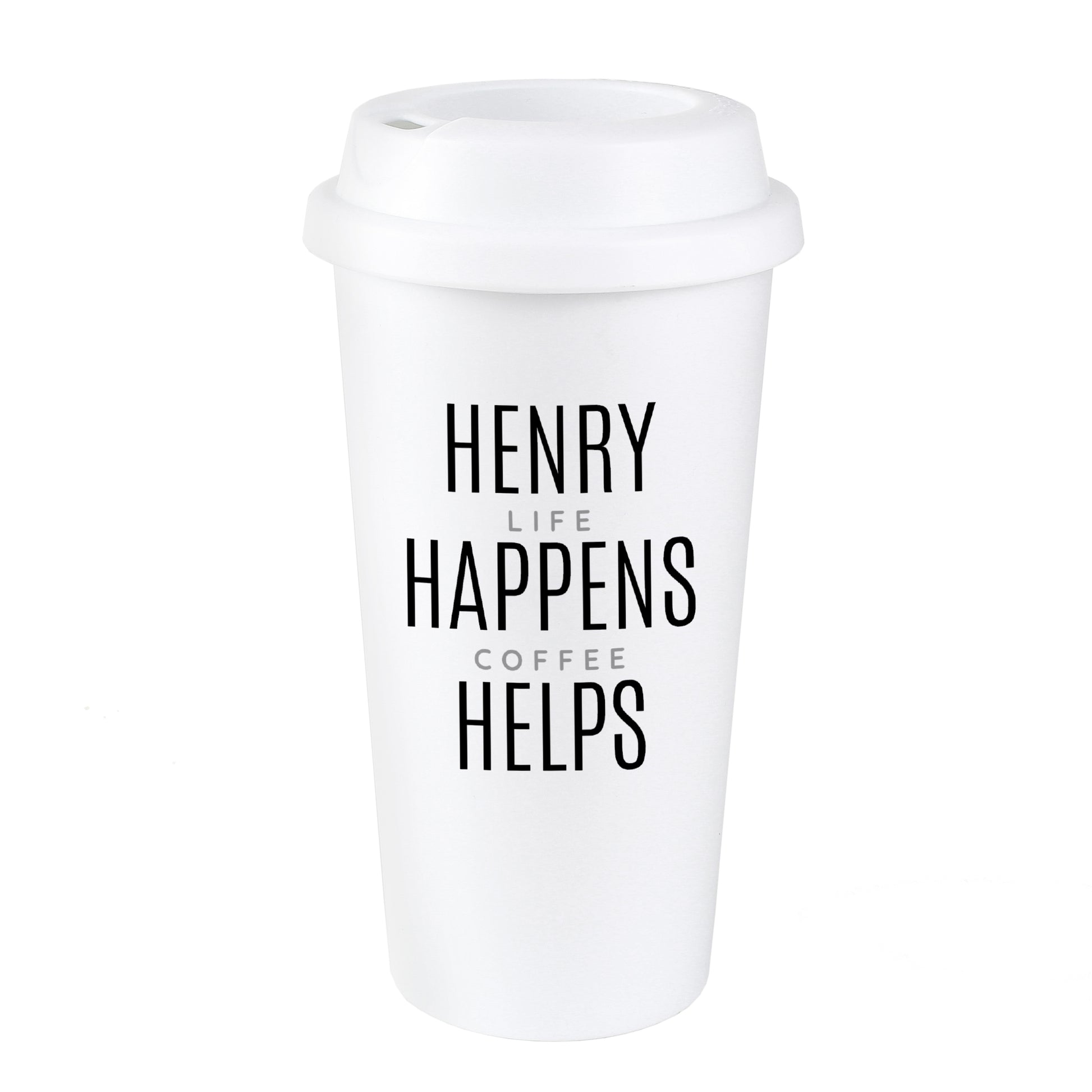 Personalised Black Text Slogan Insulated Reusable Eco Travel Cup - MK&JD Gifts