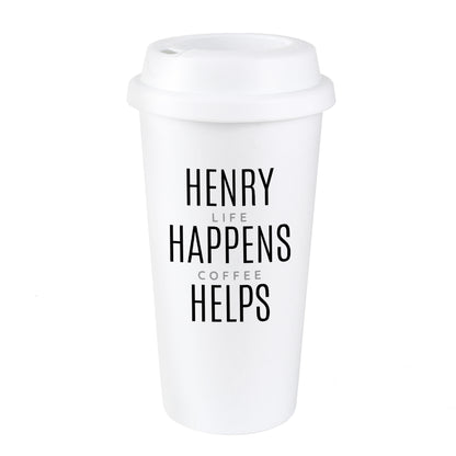 Personalised Black Text Slogan Insulated Reusable Eco Travel Cup - MK&JD Gifts
