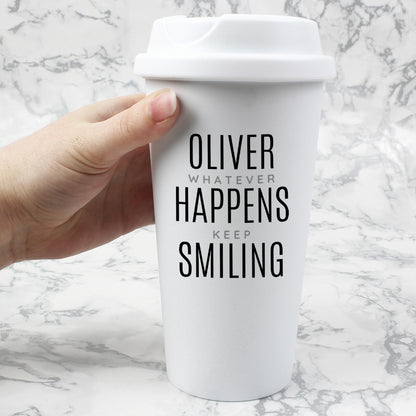 Personalised Black Text Slogan Insulated Reusable Eco Travel Cup - MK&JD Gifts