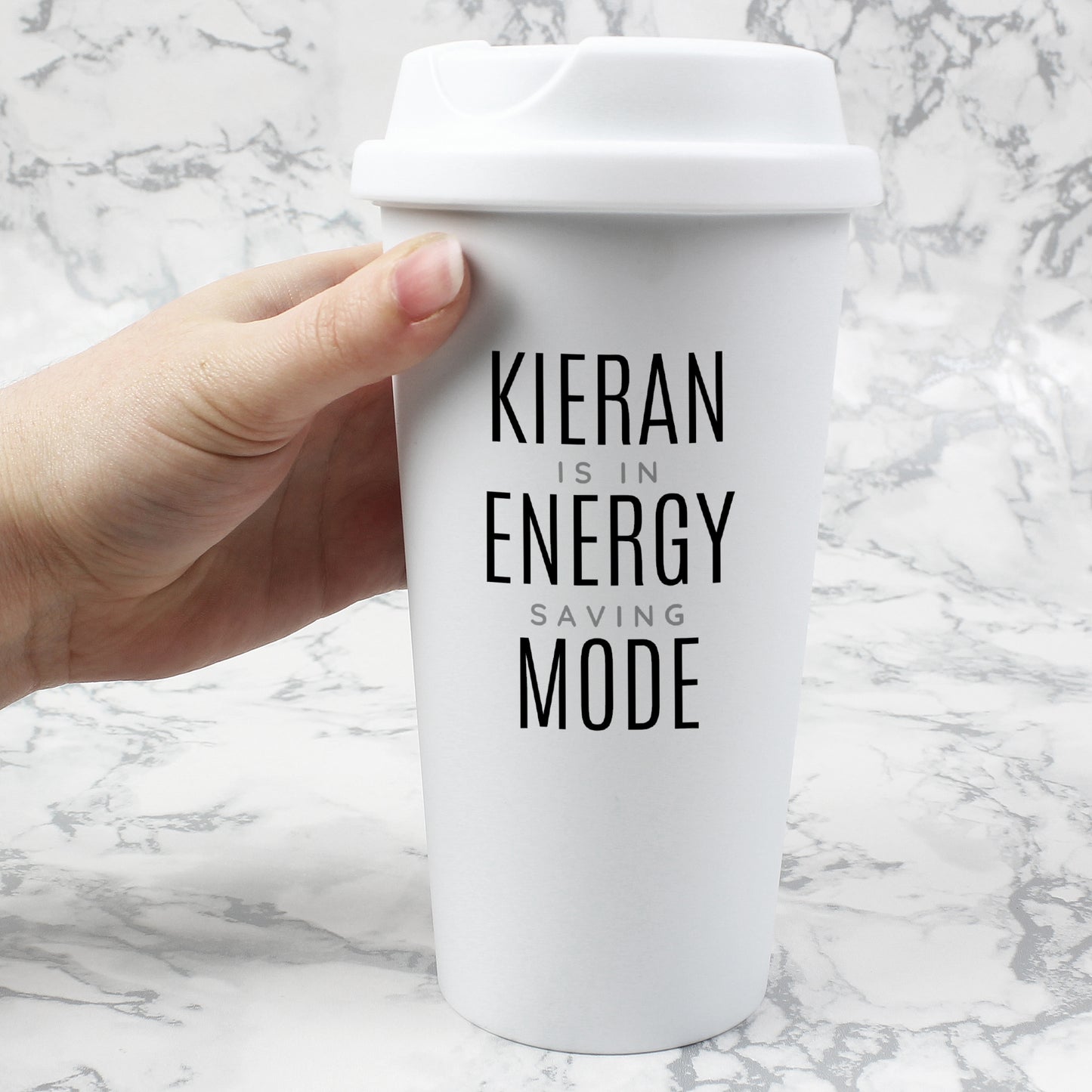 Personalised Black Text Slogan Insulated Reusable Eco Travel Cup - MK&JD Gifts