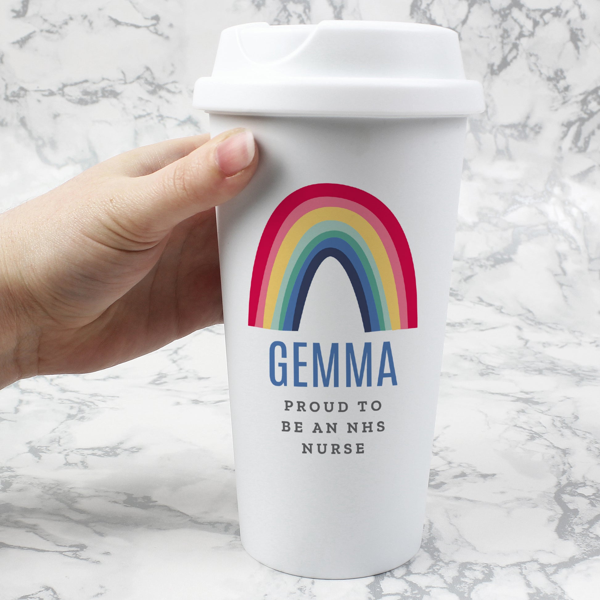 Personalised Rainbow Insulated Reusable Eco Travel Cup - MK&JD Gifts