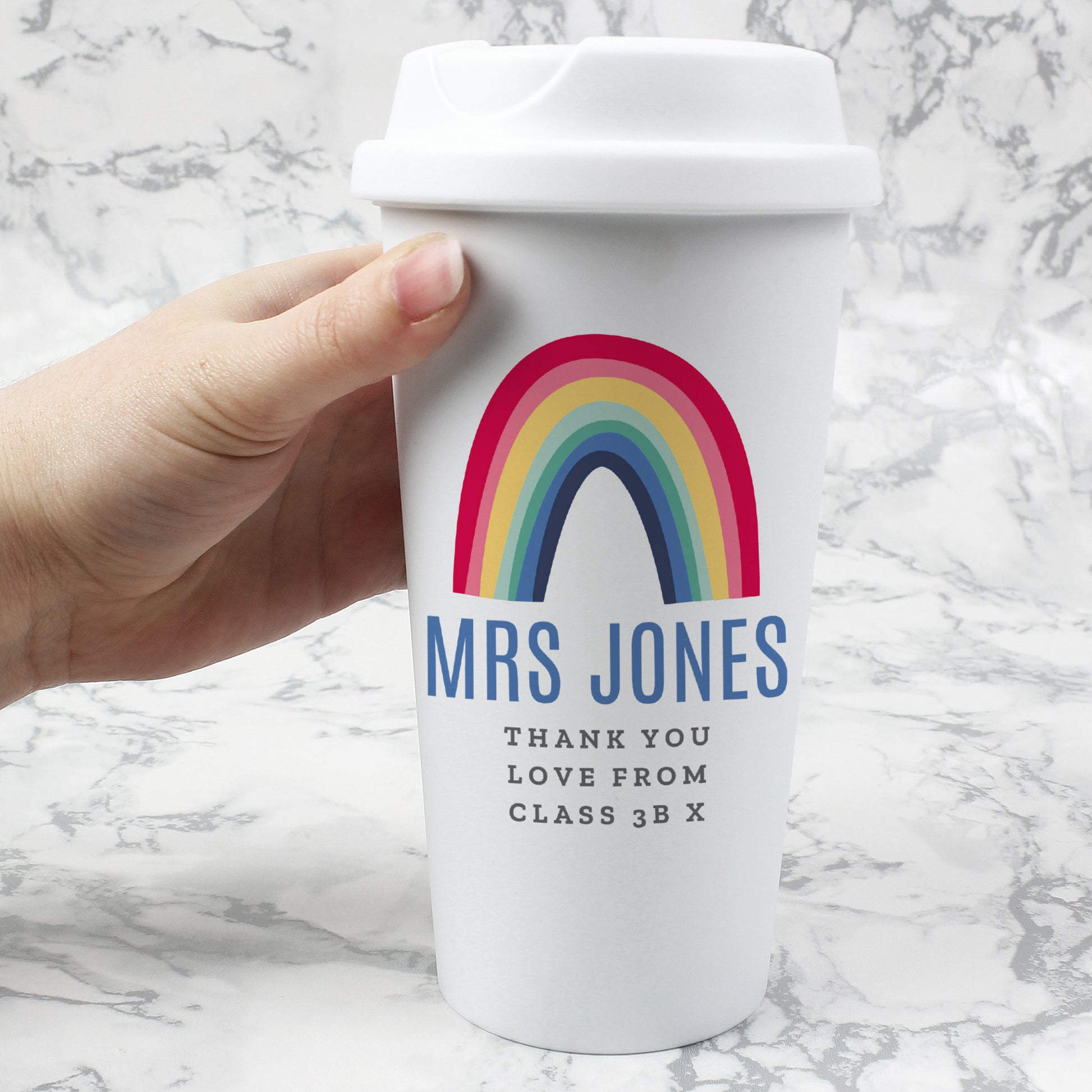 Personalised Rainbow Insulated Reusable Eco Travel Cup - MK&JD Gifts