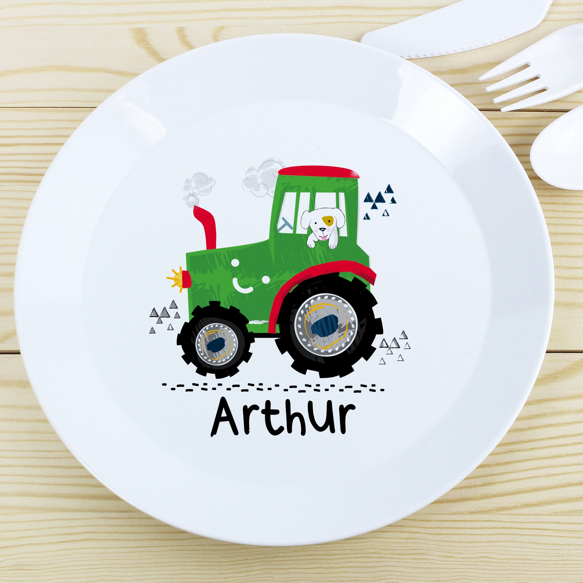 Personalised Tractor Plastic Plate - MK&JD Gifts