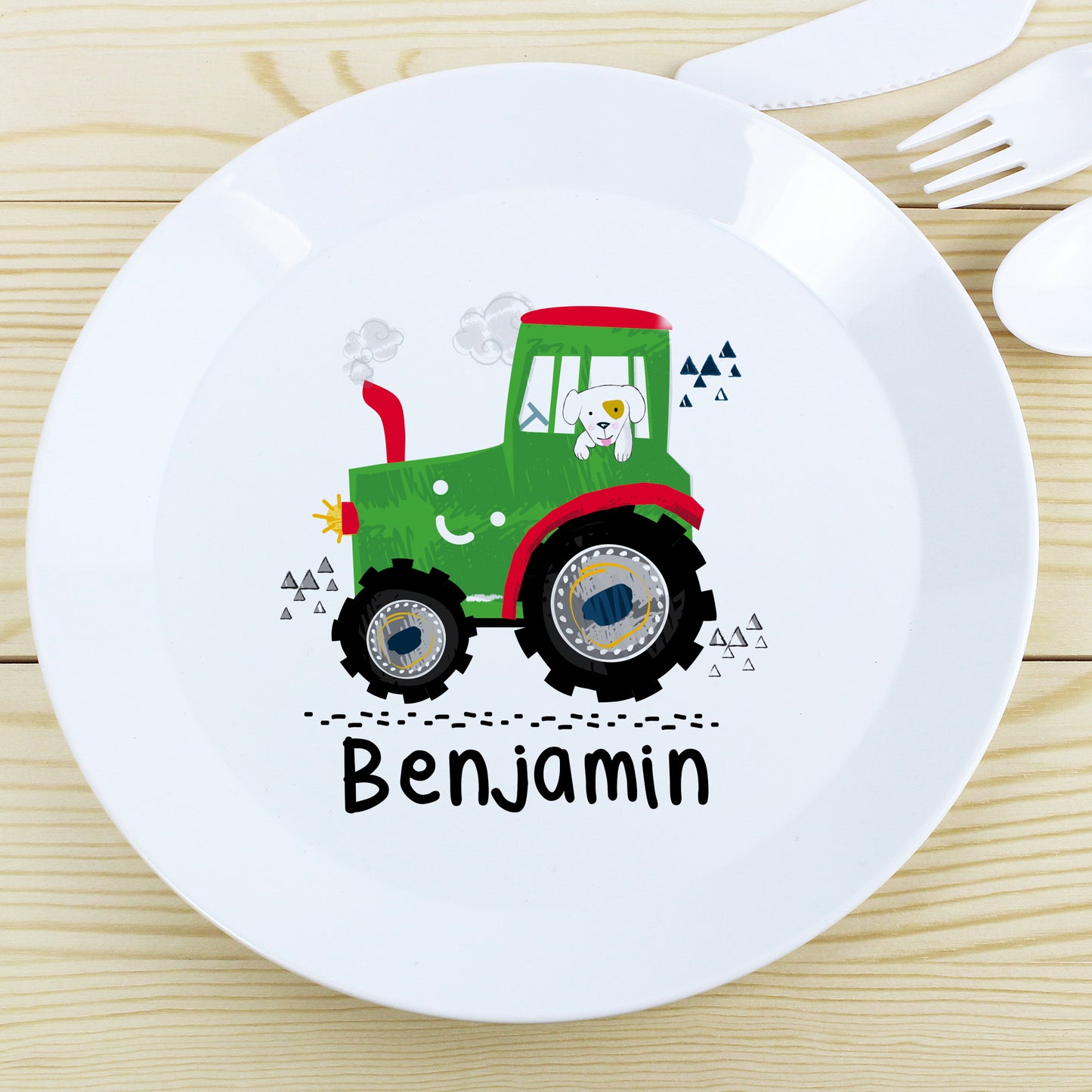 Personalised Tractor Plastic Plate - MK&JD Gifts