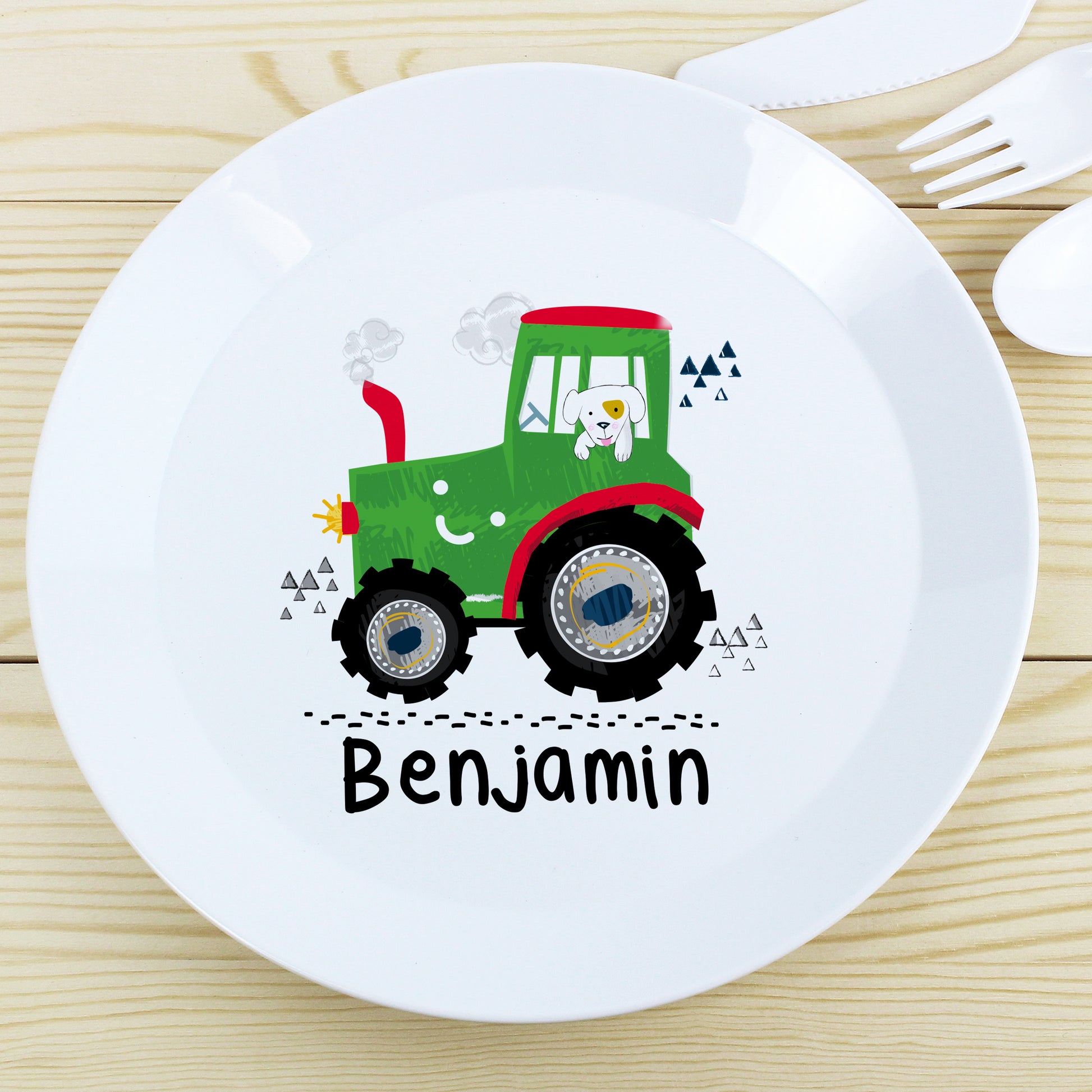 Personalised Tractor Plastic Plate - MK&JD Gifts