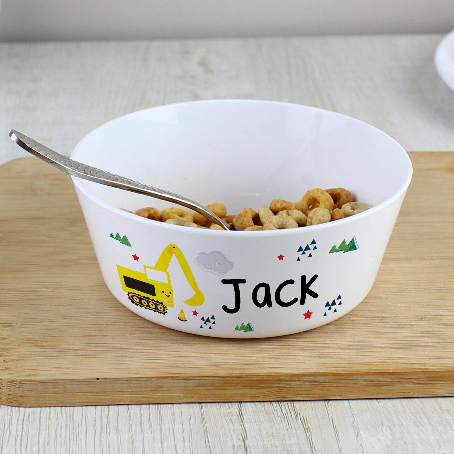 Personalised Digger Plastic Bowl - MK&JD Gifts