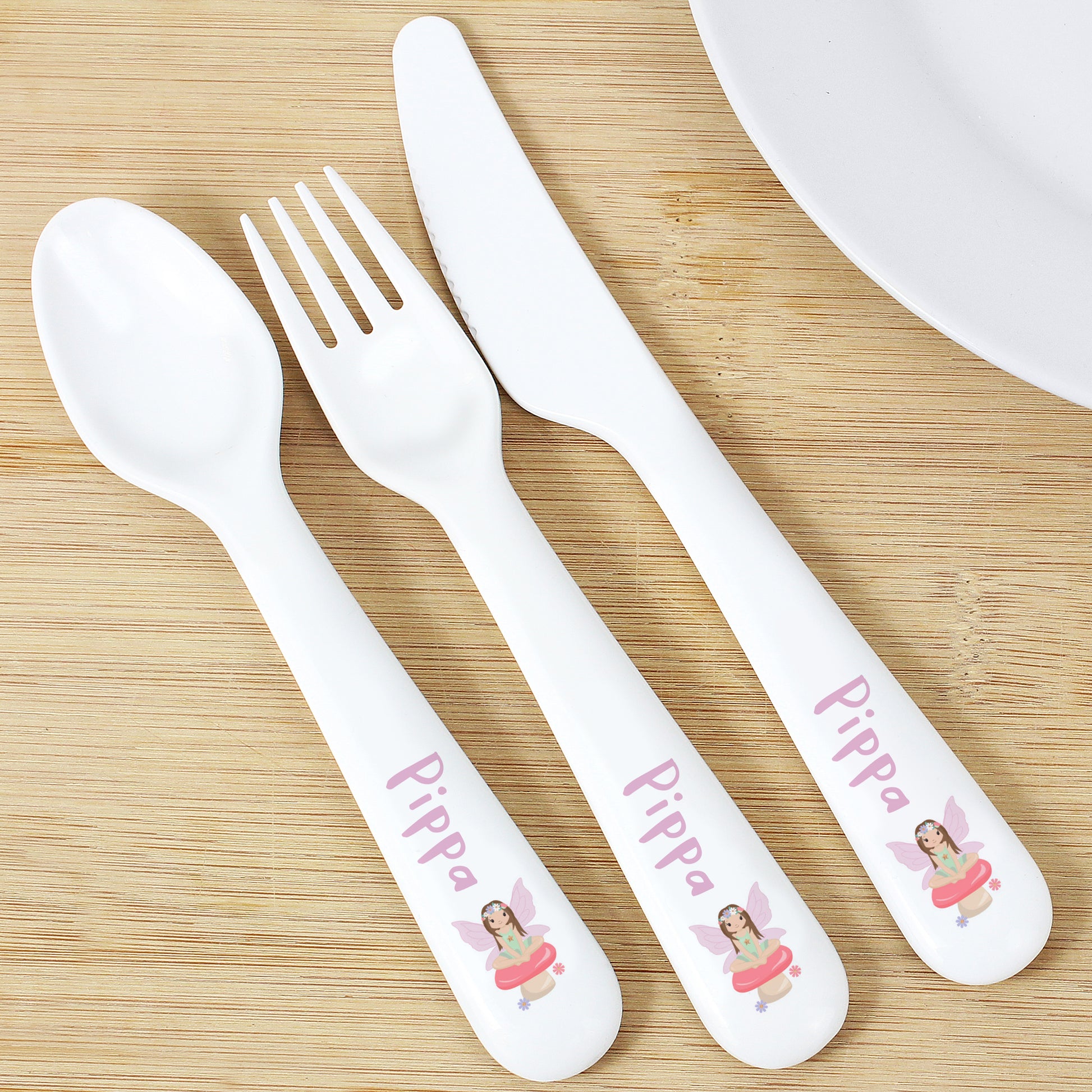 Personalised Toadstool Fairy Plastic Cutlery - MK&JD Gifts