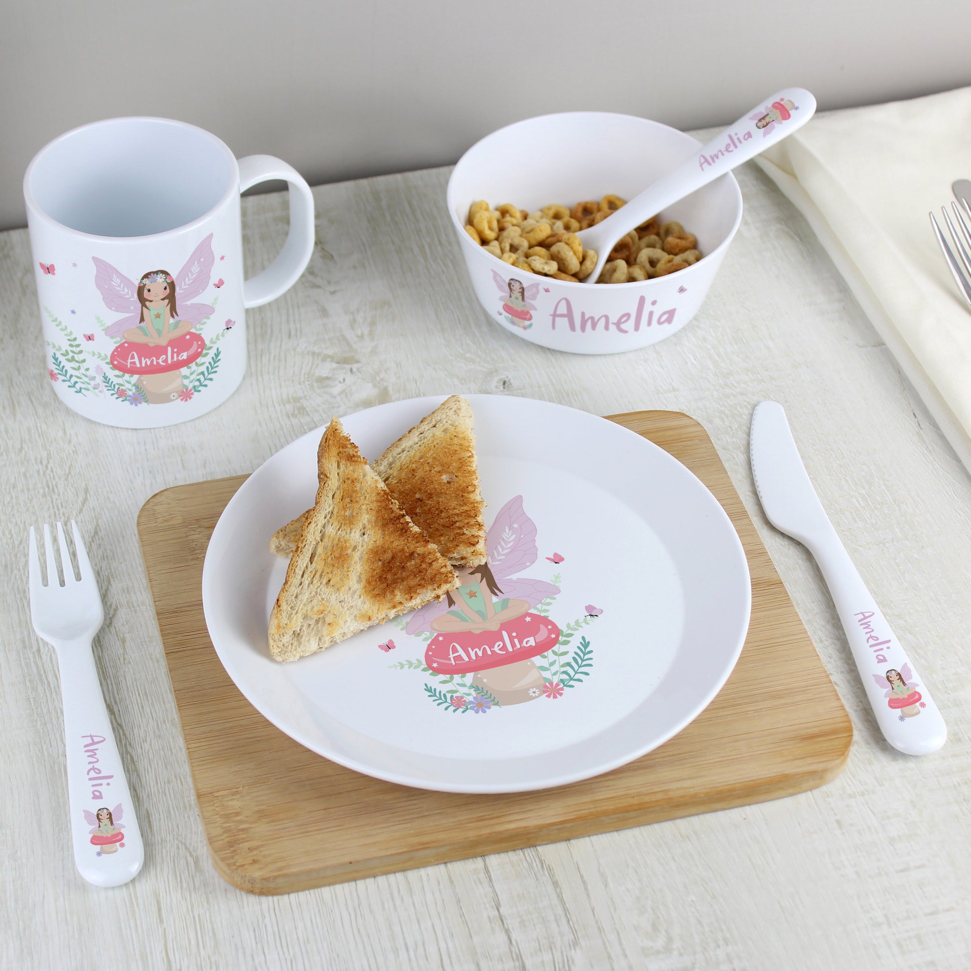 Personalised Toadstool Fairy Plastic Cutlery - MK&JD Gifts
