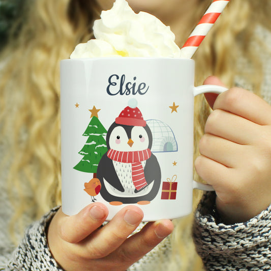Personalised Christmas Penguin Plastic Mug - MK&JD Gifts