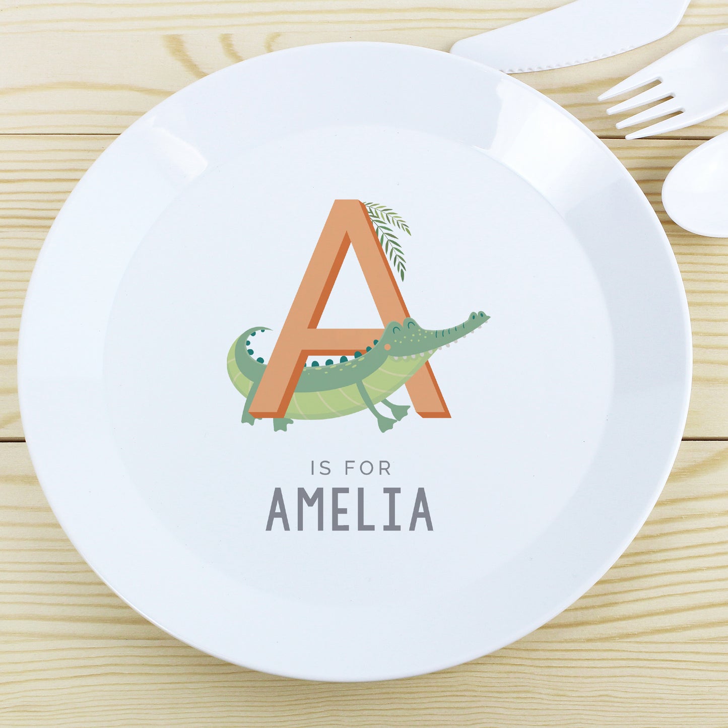 Personalised Animal Alphabet Plastic Plate - MK&JD Gifts