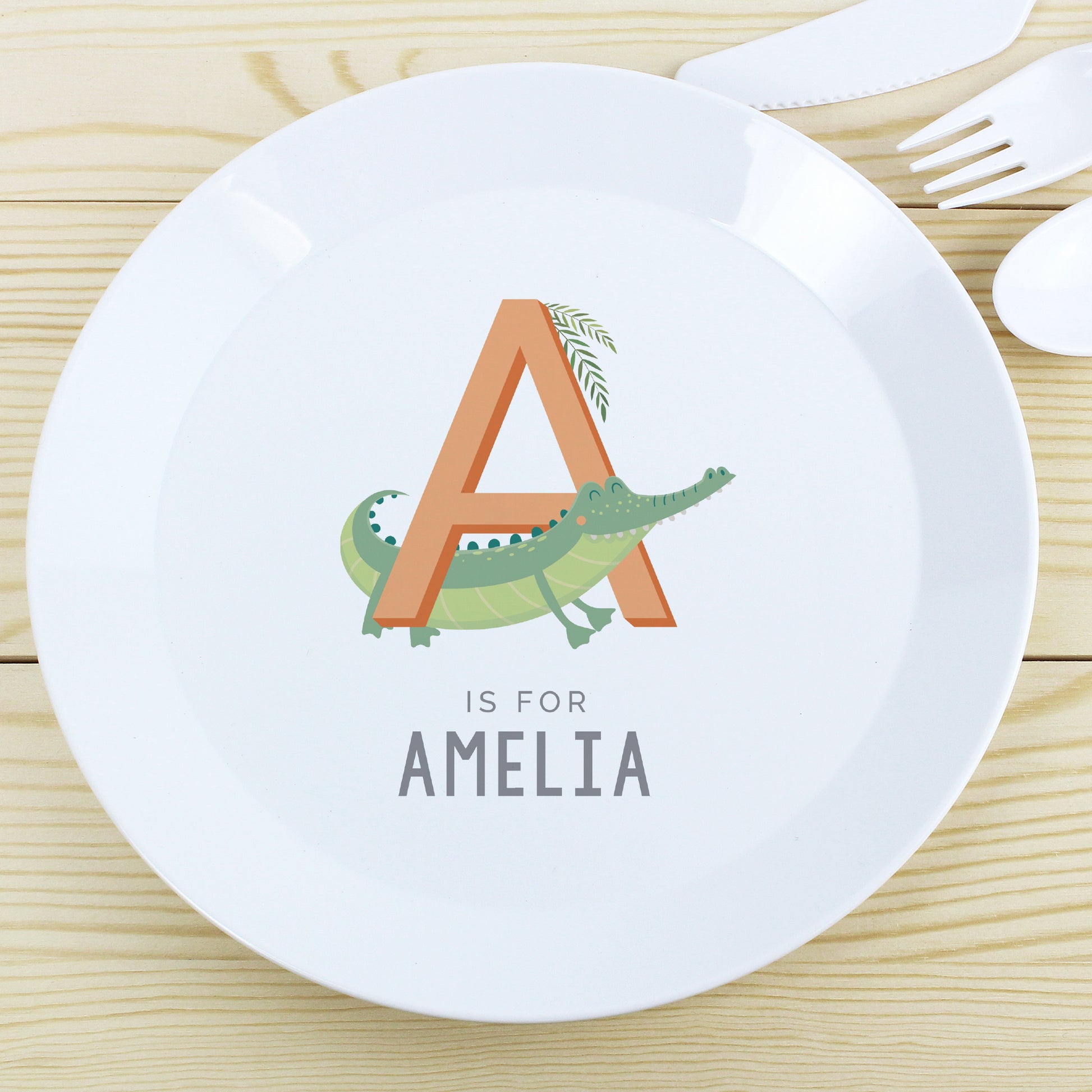 Personalised Animal Alphabet Plastic Plate - MK&JD Gifts
