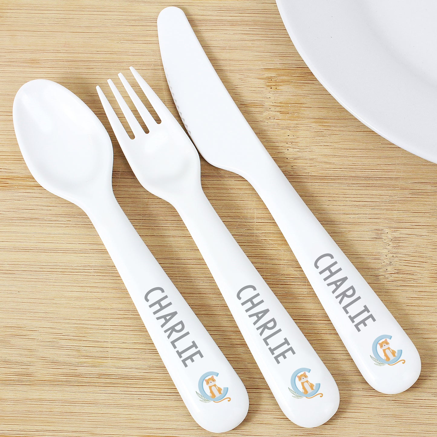 Personalised Animal Alphabet Plastic Cutlery - MK&JD Gifts