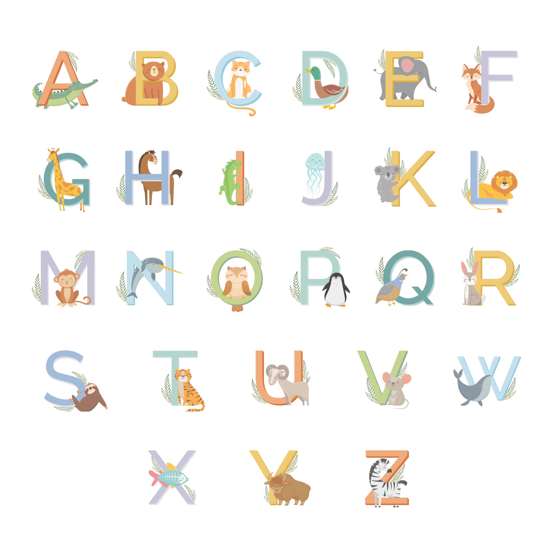 Personalised Animal Alphabet Plastic Cutlery - MK&JD Gifts