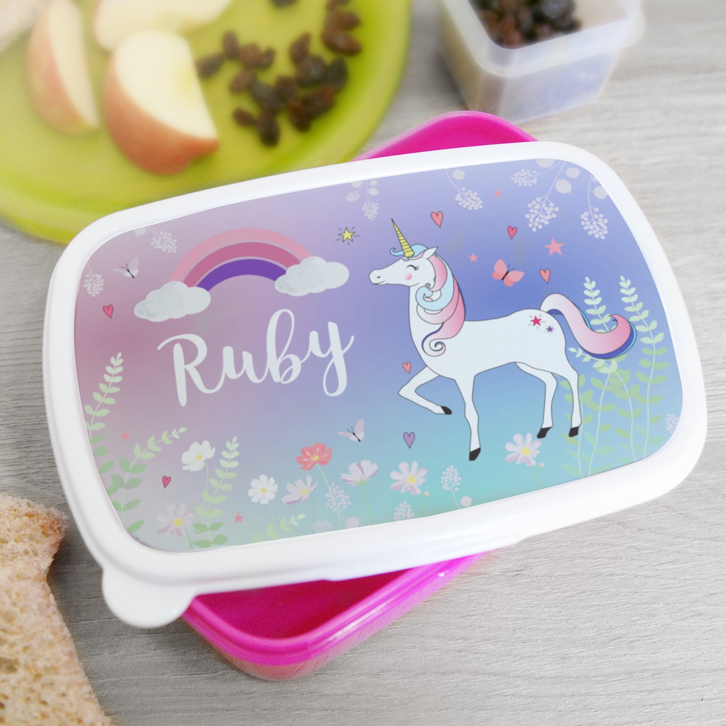 Personalised Unicorn Name Only Pink Lunch Box - MK&JD Gifts