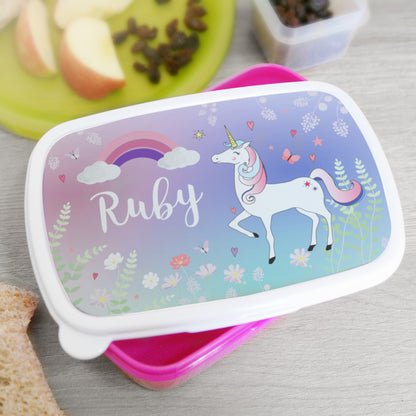 Personalised Unicorn Name Only Pink Lunch Box - MK&JD Gifts