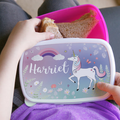 Personalised Unicorn Name Only Pink Lunch Box - MK&JD Gifts