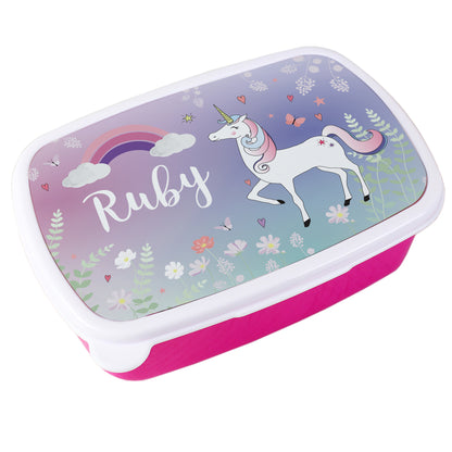 Personalised Unicorn Name Only Pink Lunch Box - MK&JD Gifts