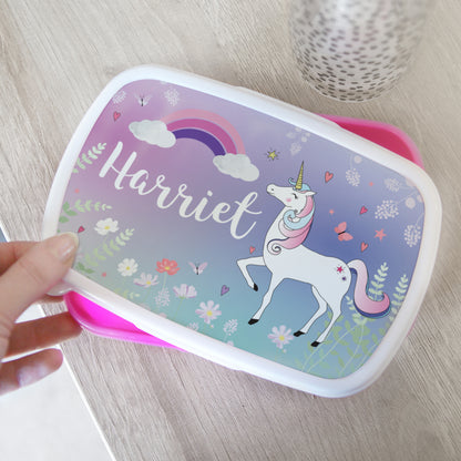 Personalised Unicorn Name Only Pink Lunch Box - MK&JD Gifts