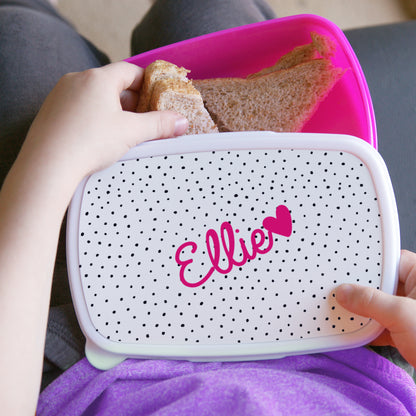 Personalised Pink Heart Name Only Pink Lunch Box - MK&JD Gifts