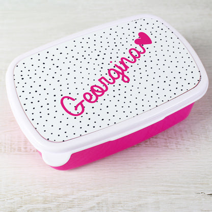 Personalised Pink Heart Name Only Pink Lunch Box - MK&JD Gifts