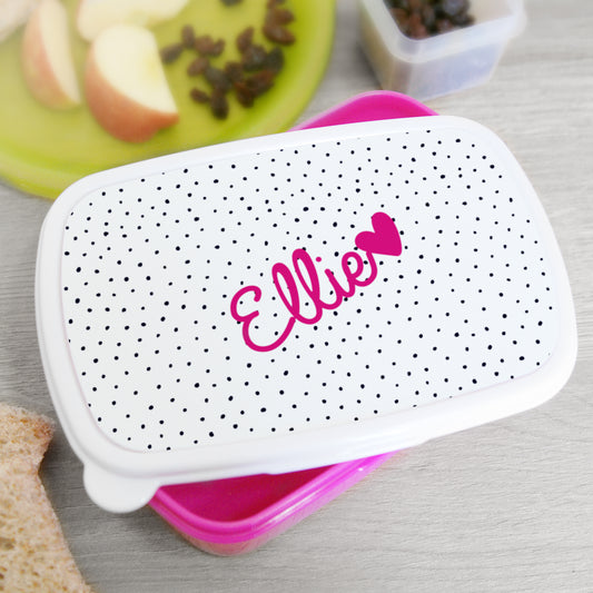 Personalised Pink Heart Name Only Pink Lunch Box - MK&JD Gifts