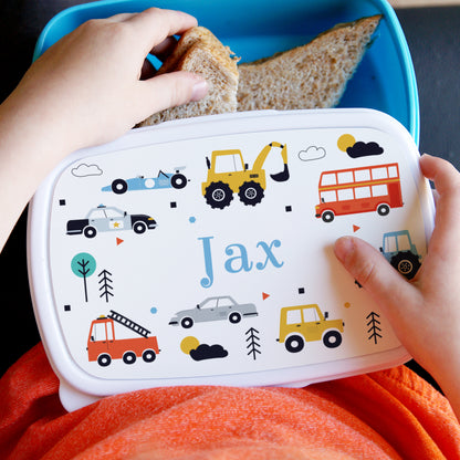 Personalised Vehicles Name Only Blue Lunch Box - MK&JD Gifts