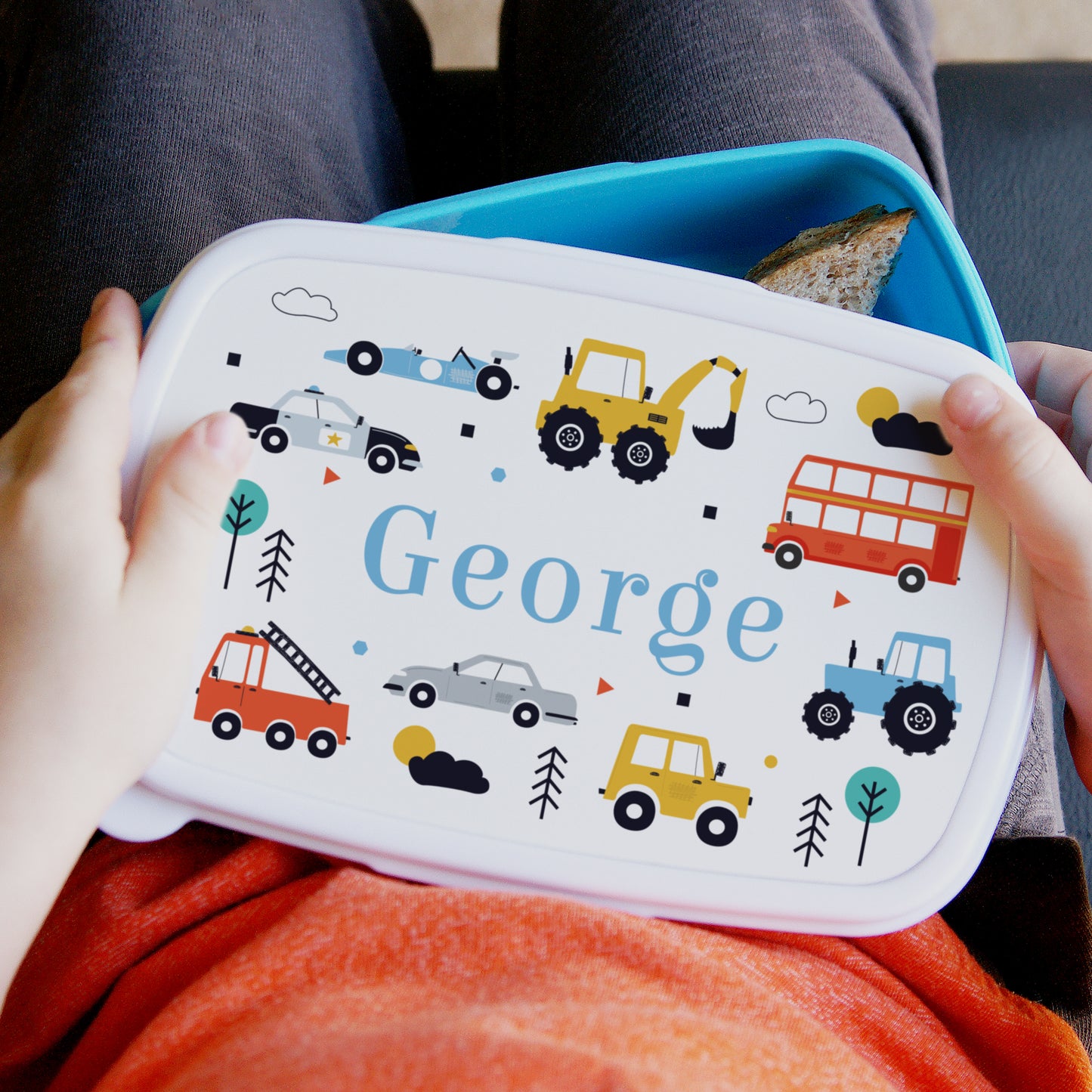 Personalised Vehicles Name Only Blue Lunch Box - MK&JD Gifts