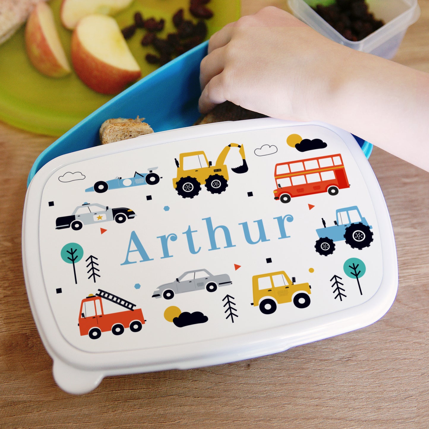 Personalised Vehicles Name Only Blue Lunch Box - MK&JD Gifts