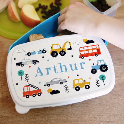 Personalised Vehicles Name Only Blue Lunch Box - MK&JD Gifts
