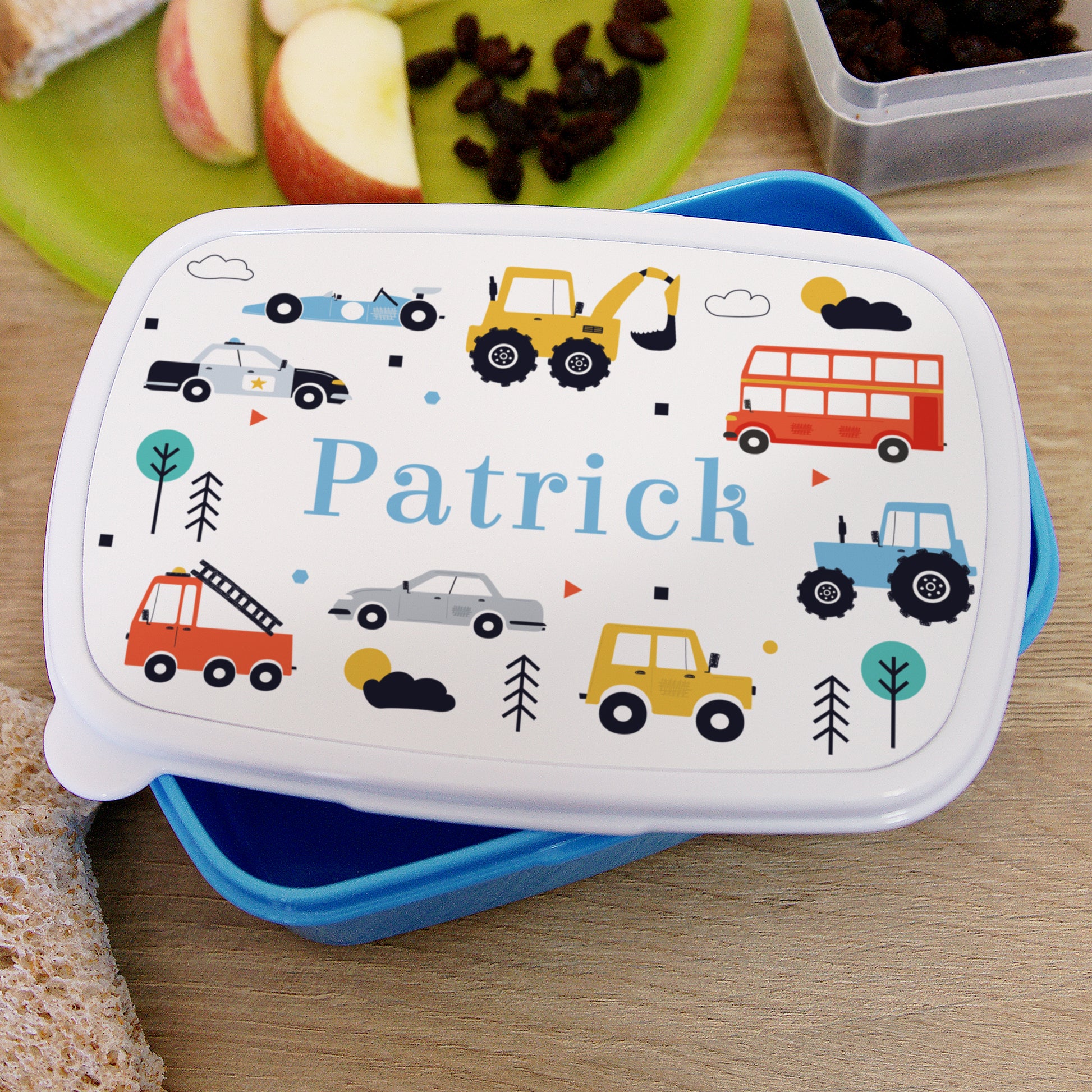 Personalised Vehicles Name Only Blue Lunch Box - MK&JD Gifts