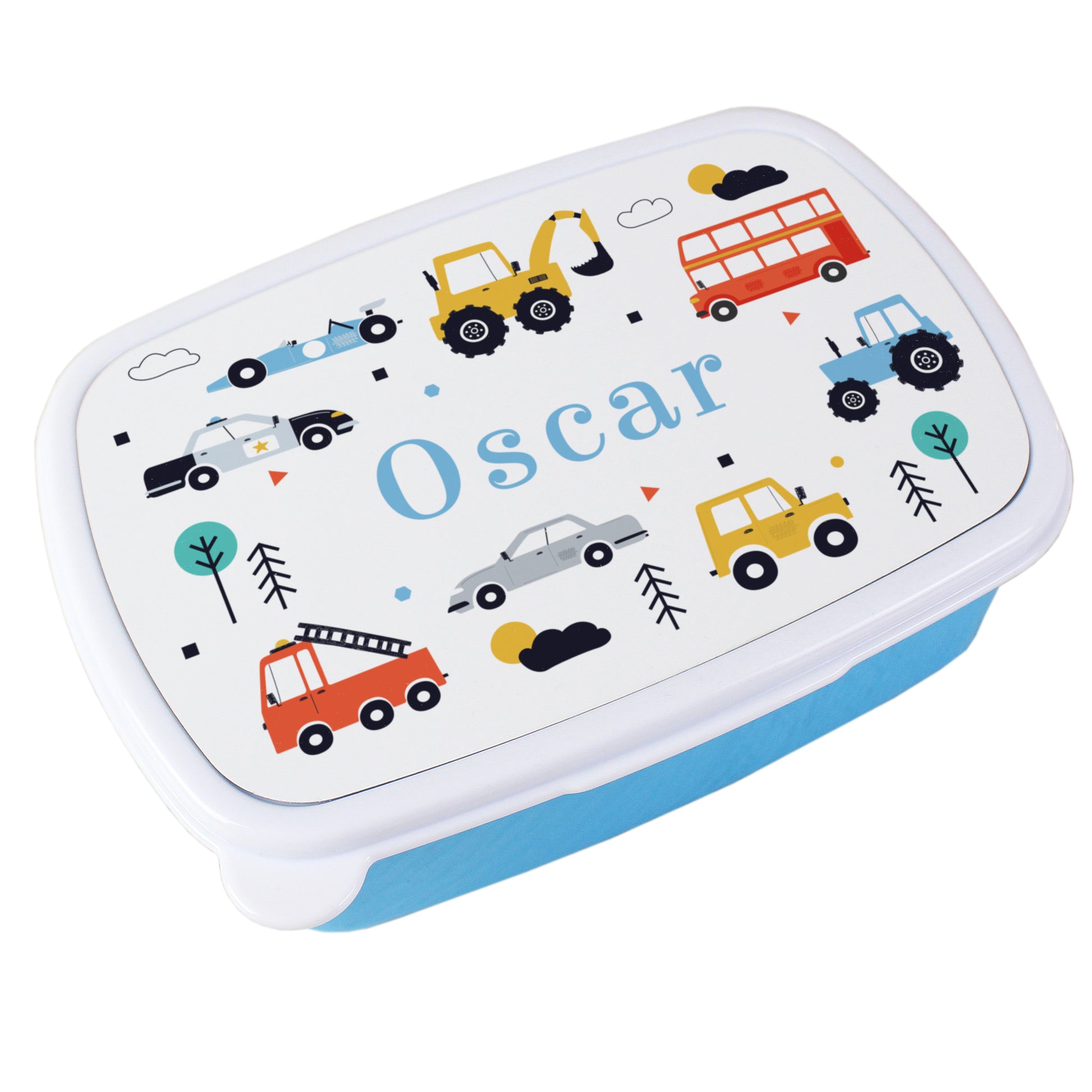 Personalised Vehicles Name Only Blue Lunch Box - MK&JD Gifts