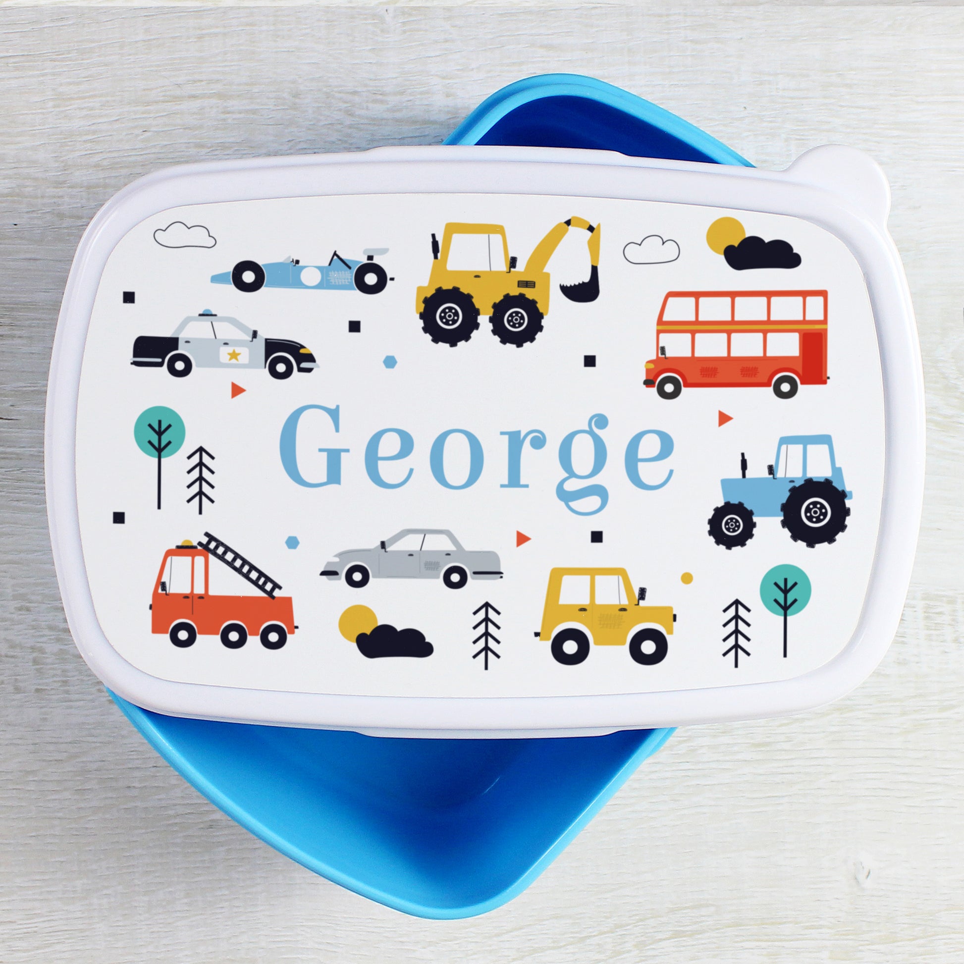 Personalised Vehicles Name Only Blue Lunch Box - MK&JD Gifts