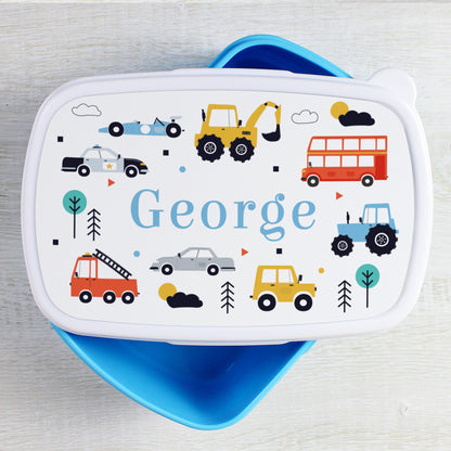 Personalised Vehicles Name Only Blue Lunch Box - MK&JD Gifts