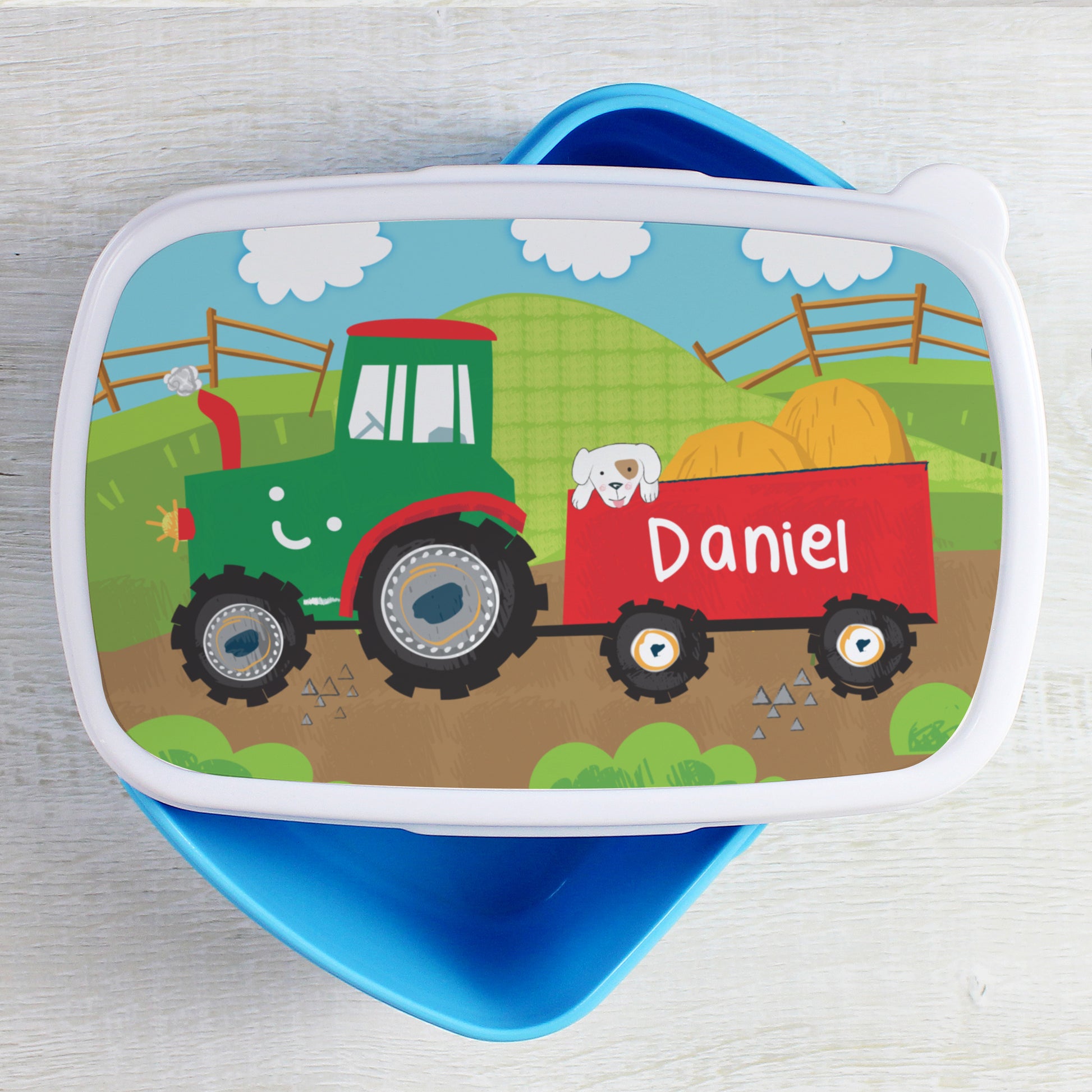 Personalised Tractor Name Only Blue Lunch Box - MK&JD Gifts