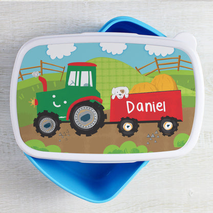 Personalised Tractor Name Only Blue Lunch Box - MK&JD Gifts