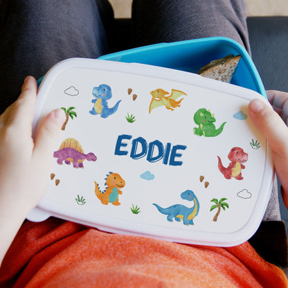 Personalised Dinosaur Name Only Blue Lunch Box - MK&JD Gifts