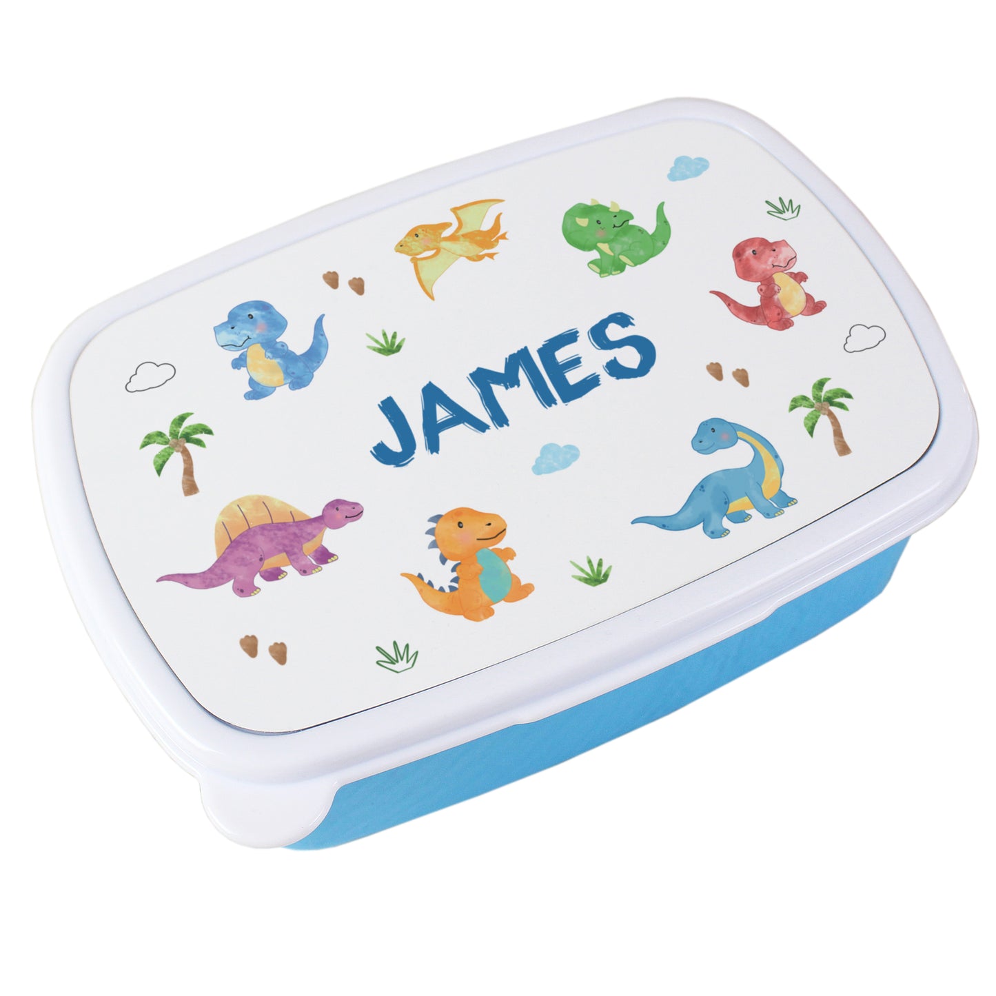 Personalised Dinosaur Name Only Blue Lunch Box - MK&JD Gifts